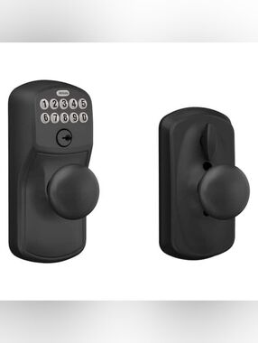 Schlage Plymouth Keypad Entry with Flex-Lock Door Knob Set Matte Black - NIB